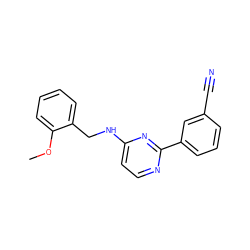 COc1ccccc1CNc1ccnc(-c2cccc(C#N)c2)n1 ZINC000004265202