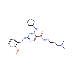 COc1ccccc1CNc1ncc(C(=O)NCCCCN(C)C)c(NC2CCCC2)n1 ZINC000095593587