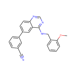 COc1ccccc1CNc1ncnc2ccc(-c3cccc(C#N)c3)cc12 ZINC000004264589