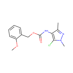 COc1ccccc1COC(=O)Nc1c(C)nn(C)c1Cl ZINC000004072959