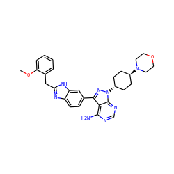 COc1ccccc1Cc1nc2ccc(-c3nn([C@H]4CC[C@H](N5CCOCC5)CC4)c4ncnc(N)c34)cc2[nH]1 ZINC000253995213