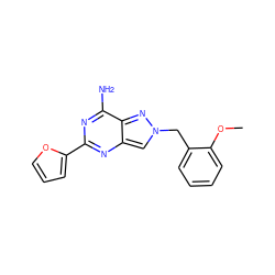 COc1ccccc1Cn1cc2nc(-c3ccco3)nc(N)c2n1 ZINC000653848892