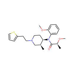 COc1ccccc1N(C(=O)[C@H](C)OC)[C@@H]1CCN(CCc2cccs2)C[C@@H]1C ZINC000026728311