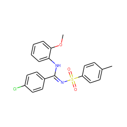 COc1ccccc1N/C(=N\S(=O)(=O)c1ccc(C)cc1)c1ccc(Cl)cc1 ZINC000018008930