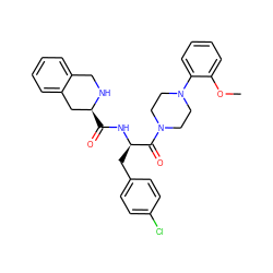 COc1ccccc1N1CCN(C(=O)[C@@H](Cc2ccc(Cl)cc2)NC(=O)[C@H]2Cc3ccccc3CN2)CC1 ZINC000027868866