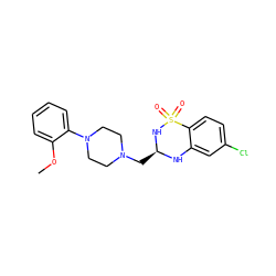 COc1ccccc1N1CCN(C[C@@H]2Nc3cc(Cl)ccc3S(=O)(=O)N2)CC1 ZINC000028124019