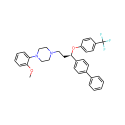 COc1ccccc1N1CCN(CC[C@@H](Oc2ccc(C(F)(F)F)cc2)c2ccc(-c3ccccc3)cc2)CC1 ZINC000027428612