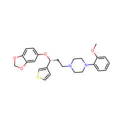 COc1ccccc1N1CCN(CC[C@@H](Oc2ccc3c(c2)OCO3)c2ccsc2)CC1 ZINC000013861757