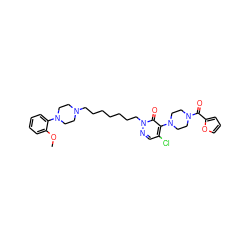 COc1ccccc1N1CCN(CCCCCCCn2ncc(Cl)c(N3CCN(C(=O)c4ccco4)CC3)c2=O)CC1 ZINC000027109063