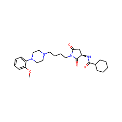 COc1ccccc1N1CCN(CCCCN2C(=O)C[C@@H](NC(=O)C3CCCCC3)C2=O)CC1 ZINC000036187830