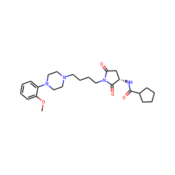 COc1ccccc1N1CCN(CCCCN2C(=O)C[C@H](NC(=O)C3CCCC3)C2=O)CC1 ZINC000036187826