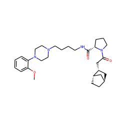 COc1ccccc1N1CCN(CCCCNC(=O)[C@@H]2CCCN2C(=O)C[C@@H]2C[C@H]3CC[C@H]2C3)CC1 ZINC000261191823