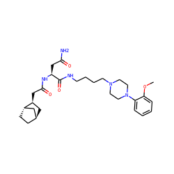 COc1ccccc1N1CCN(CCCCNC(=O)[C@H](CC(N)=O)NC(=O)C[C@H]2C[C@H]3CC[C@H]2C3)CC1 ZINC000253638948