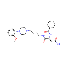 COc1ccccc1N1CCN(CCCCNC(=O)[C@H](CC(N)=O)NC(=O)C2CCCCC2)CC1 ZINC000036248173