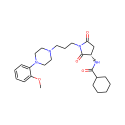 COc1ccccc1N1CCN(CCCN2C(=O)C[C@H](NC(=O)C3CCCCC3)C2=O)CC1 ZINC000036248187