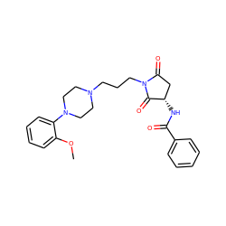 COc1ccccc1N1CCN(CCCN2C(=O)C[C@H](NC(=O)c3ccccc3)C2=O)CC1 ZINC000038157709