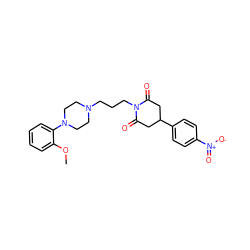 COc1ccccc1N1CCN(CCCN2C(=O)CC(c3ccc([N+](=O)[O-])cc3)CC2=O)CC1 ZINC000072173232