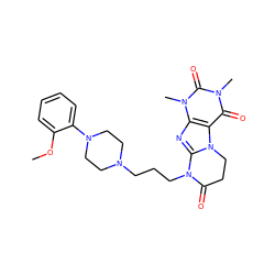 COc1ccccc1N1CCN(CCCN2C(=O)CCn3c2nc2c3c(=O)n(C)c(=O)n2C)CC1 ZINC000036446388