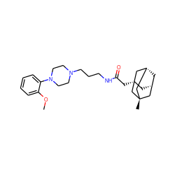 COc1ccccc1N1CCN(CCCNC(=O)C[C@]23C[C@H]4C[C@H](C[C@](C)(C4)C2)C3)CC1 ZINC000261121485