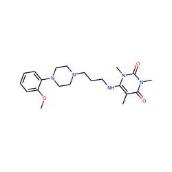 COc1ccccc1N1CCN(CCCNc2c(C)c(=O)n(C)c(=O)n2C)CC1 ZINC000002012436