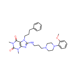 COc1ccccc1N1CCN(CCCNc2nc3c(c(=O)n(C)c(=O)n3C)n2CCCc2ccccc2)CC1 ZINC000103209294