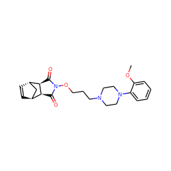 COc1ccccc1N1CCN(CCCON2C(=O)[C@H]3[C@H]4C=C[C@@H](C4)[C@H]3C2=O)CC1 ZINC000101022249