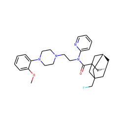 COc1ccccc1N1CCN(CCN(C(=O)C23C[C@H]4C[C@@H](CC(CF)(C4)C2)C3)c2ccccn2)CC1 ZINC000101451302