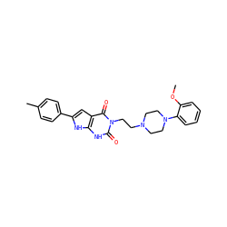 COc1ccccc1N1CCN(CCn2c(=O)[nH]c3[nH]c(-c4ccc(C)cc4)cc3c2=O)CC1 ZINC000101030604