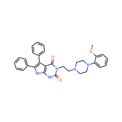 COc1ccccc1N1CCN(CCn2c(=O)[nH]c3[nH]c(-c4ccccc4)c(-c4ccccc4)c3c2=O)CC1 ZINC000072114318