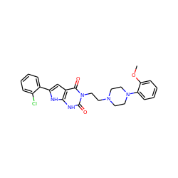 COc1ccccc1N1CCN(CCn2c(=O)[nH]c3[nH]c(-c4ccccc4Cl)cc3c2=O)CC1 ZINC000028564883