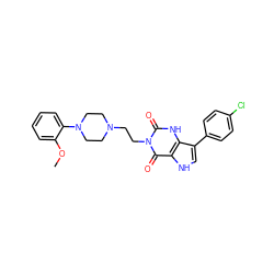 COc1ccccc1N1CCN(CCn2c(=O)[nH]c3c(-c4ccc(Cl)cc4)c[nH]c3c2=O)CC1 ZINC000072113577