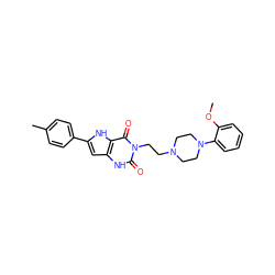 COc1ccccc1N1CCN(CCn2c(=O)[nH]c3cc(-c4ccc(C)cc4)[nH]c3c2=O)CC1 ZINC000013641901