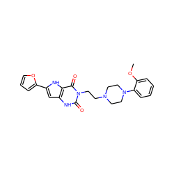 COc1ccccc1N1CCN(CCn2c(=O)[nH]c3cc(-c4ccco4)[nH]c3c2=O)CC1 ZINC000072114151