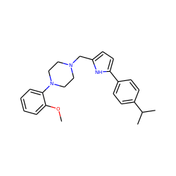 COc1ccccc1N1CCN(Cc2ccc(-c3ccc(C(C)C)cc3)[nH]2)CC1 ZINC000096903225