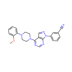 COc1ccccc1N1CCN(c2ncnc3c2cnn3-c2cccc(C#N)c2)CC1 ZINC000653718830