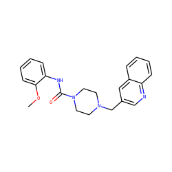 COc1ccccc1NC(=O)N1CCN(Cc2cnc3ccccc3c2)CC1 ZINC000038252665