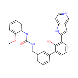 COc1ccccc1NC(=O)NCc1cccc(-c2cccc(-c3cc4cnccc4[nH]3)c2O)c1 ZINC000101050215