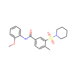 COc1ccccc1NC(=O)c1ccc(C)c(S(=O)(=O)N2CCCCC2)c1 ZINC000003481885
