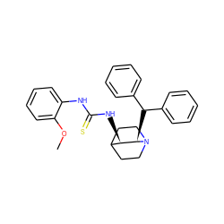COc1ccccc1NC(=S)N[C@@H]1C2CCN(CC2)[C@@H]1C(c1ccccc1)c1ccccc1 ZINC000038255020