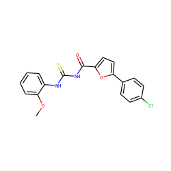 COc1ccccc1NC(=S)NC(=O)c1ccc(-c2ccc(Cl)cc2)o1 ZINC000004663415