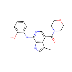 COc1ccccc1Nc1ncc(C(=O)N2CCOCC2)c2c(C)c[nH]c12 ZINC000045245464