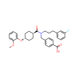 COc1ccccc1O[C@H]1CC[C@H](C(=O)N(CCCc2cccc(F)c2)Cc2ccc(C(=O)O)cc2)CC1 ZINC001772635444