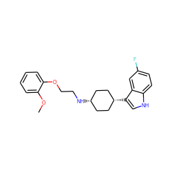 COc1ccccc1OCCN[C@H]1CC[C@@H](c2c[nH]c3ccc(F)cc32)CC1 ZINC000101007135