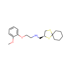 COc1ccccc1OCCNC[C@H]1CSC2(CCCCC2)S1 ZINC001772574759