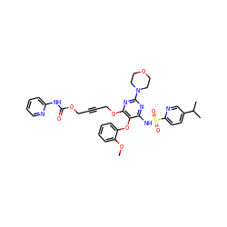 COc1ccccc1Oc1c(NS(=O)(=O)c2ccc(C(C)C)cn2)nc(N2CCOCC2)nc1OCC#CCOC(=O)Nc1ccccn1 ZINC000028023121