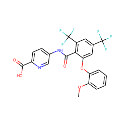 COc1ccccc1Oc1cc(C(F)(F)F)cc(C(F)(F)F)c1C(=O)Nc1ccc(C(=O)O)nc1 ZINC000143161019