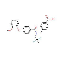 COc1ccccc1Oc1ccc(C(=O)N(Cc2ccc(C(=O)O)cc2)CC(C)(F)F)cc1 ZINC001772622950