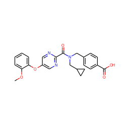 COc1ccccc1Oc1cnc(C(=O)N(Cc2ccc(C(=O)O)cc2)CC2CC2)nc1 ZINC001772570393