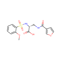 COc1ccccc1S(=O)(=O)N[C@H](CNC(=O)c1ccoc1)C(=O)O ZINC000043016140