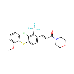 COc1ccccc1Sc1ccc(/C=C/C(=O)N2CCOCC2)c(C(F)(F)F)c1Cl ZINC000013470565